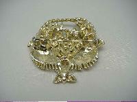 1950s Large AB Diamante Flower Basket Gold Brooch WOW