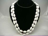 1950s 2 Row Winter White & Red Glass Bead Necklace WOW