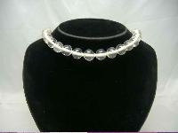 1950s Clear Glass Bead Hand Knotted Choker Necklace WOW