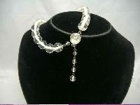 1950s Clear Glass Bead Hand Knotted Choker Necklace WOW