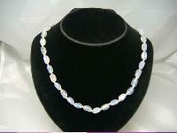 Vintage 30s Opaline Glass Bead Hand Knotted Necklace