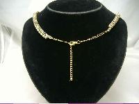 Vintage 50s Sparkling Diamante & Gold Mesh Necklace 