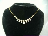 Vintage 50s Fab AB Diamante Drop Necklace on Gold Chain