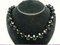 1950s Chunky Sparkling Black Lucite Bead Necklace WOW